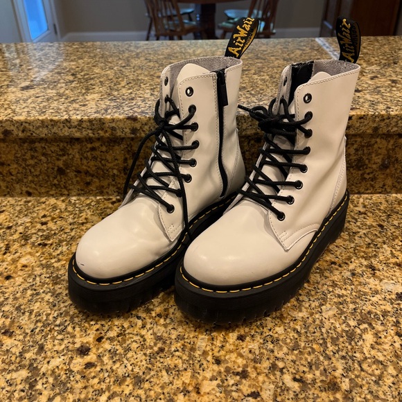 Dr. Martens Shoes - Dr Doc Martens White Leather Platform Jadon Boots Women’s 8 Barely Worn